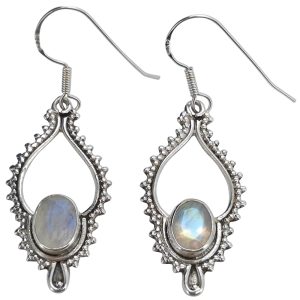 Faceted Moonstone Sterling Silver Earrings On Hooks