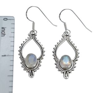 Faceted Moonstone Sterling Silver Earrings On Hooks