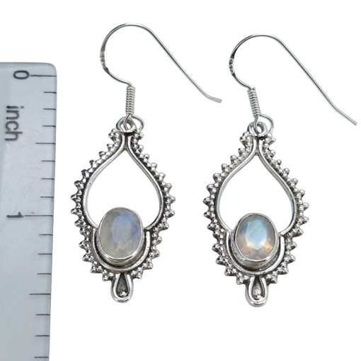 Faceted Moonstone Sterling Silver Earrings On Hooks