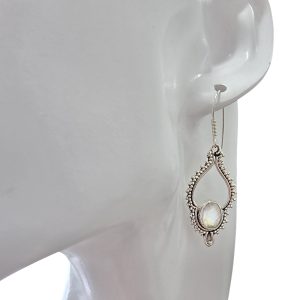 Alternative view of Faceted Moonstone Sterling Silver Earrings On Hooks
