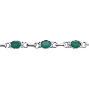 Faceted Green Onyx Sterling Silver Link Bracelet