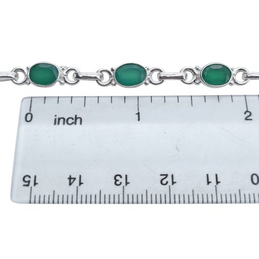 Faceted Green Onyx Sterling Silver Link Bracelet - Image 3