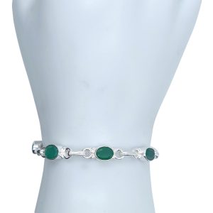 Alternative view of Faceted Green Onyx Sterling Silver Link Bracelet