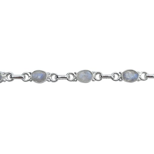 Faceted Moonstone Sterling Silver Link Bracelet