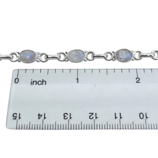 Faceted Moonstone Sterling Silver Link Bracelet - Image 3