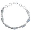 Faceted Moonstone Sterling Silver Link Bracelet