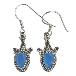 Faceted Blue Chalcedony Dangle Earrings