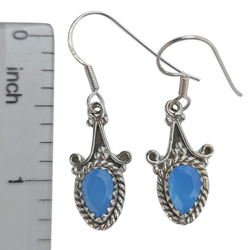 Faceted Blue Chalcedony Dangle Earrings - Image 3