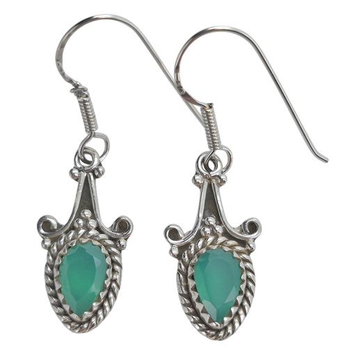 Faceted Green Onyx Dangle Earrings