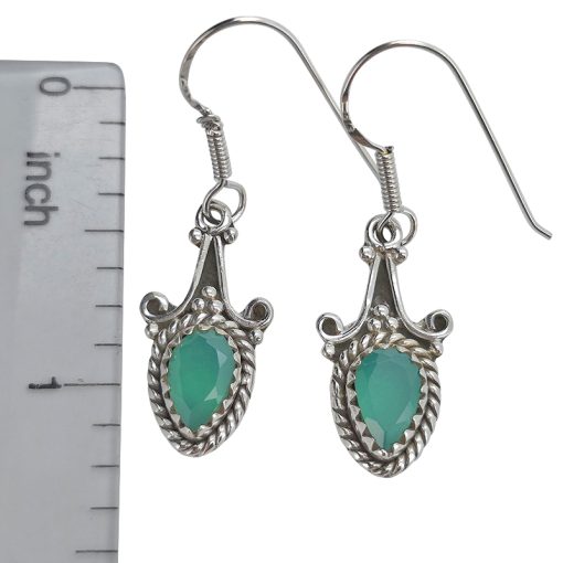 Faceted Green Onyx Dangle Earrings - Image 3