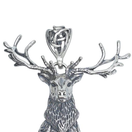 Natural Amber Sterling Silver Deer Handmade Pendant