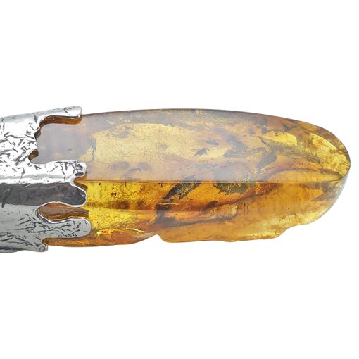 Natural Amber Sterling Silver Deer Handmade Pendant - Image 5
