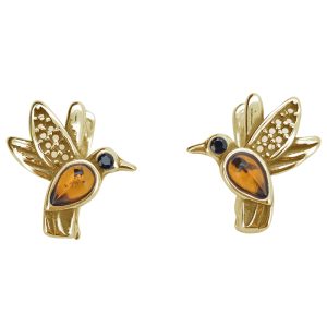Amber Gold Plated Silver Hummingbird Earrings.