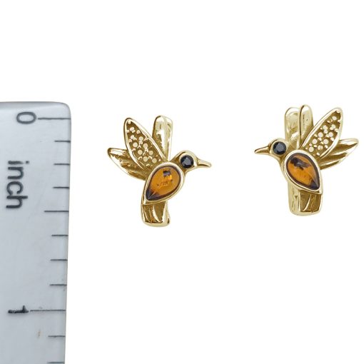 Amber Gold Plated Silver Hummingbird Earrings.