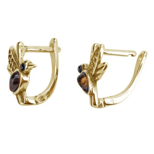 Amber Gold Plated Silver Hummingbird Earrings - Image 3
