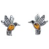 Amber Sterling Silver Hummingbird Earrings
