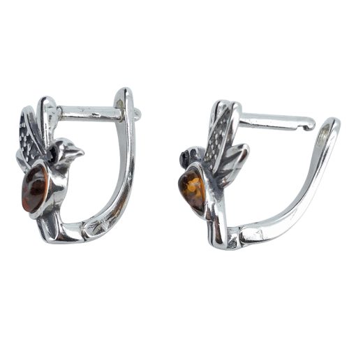 Amber Sterling Silver Hummingbird Earrings - Image 3