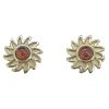 Cognac Amber Gold Plated Silver Flower Stud Earrings