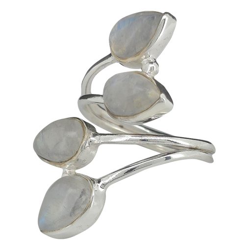 Climbing Teardrop 4-Stone Moonstone Silver Adjustable Ring