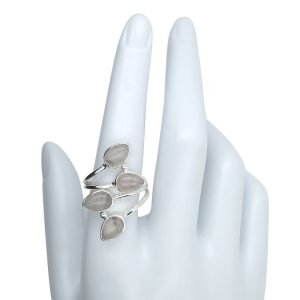 Alternative view of Climbing Teardrop 4-Stone Rose Quartz Silver Adjustable Ring