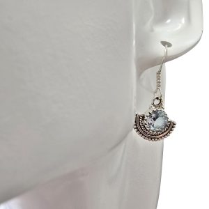 Alternative view of Faceted Blue Topaz Sterling Silver Earrings On Hooks