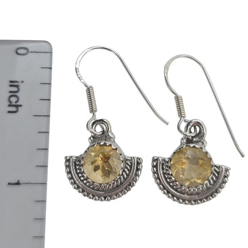 Faceted Citrine Sterling Silver Earrings On Hooks