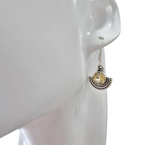 Alternative view of Faceted Citrine Sterling Silver Earrings On Hooks