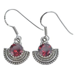Faceted Garnet Sterling Silver Earrings On Hooks