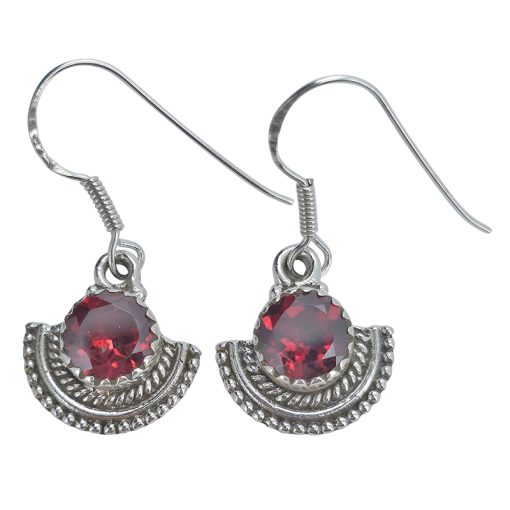 Faceted Garnet Sterling Silver Earrings On Hooks