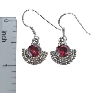 Faceted Garnet Sterling Silver Earrings On Hooks