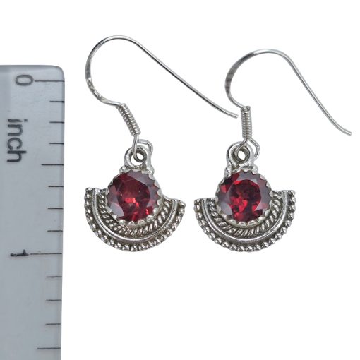 Faceted Garnet Sterling Silver Earrings On Hooks