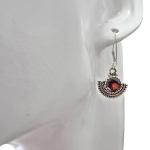 Alternative view of Faceted Garnet Sterling Silver Earrings On Hooks