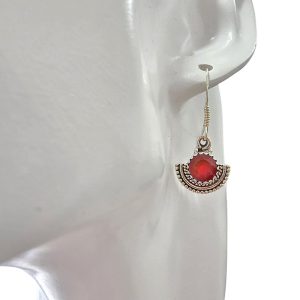Alternative view of Faceted Red Onyx Sterling Silver Earrings On Hooks