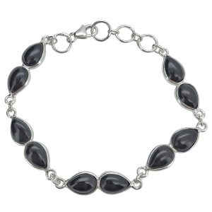 Black Onyx Sterling Silver Link Bracelet