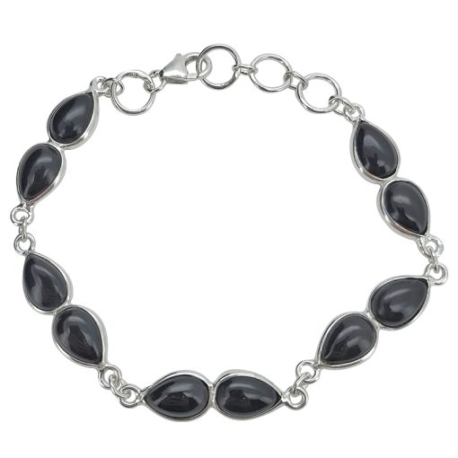 Black Onyx Sterling Silver Link Bracelet