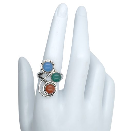 3-Gemstone Silver Ring - Image 4