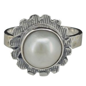 Pearl Sterling Silver Flower Ring