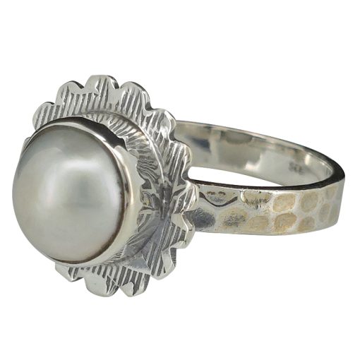 Pearl Sterling Silver Flower Ring
