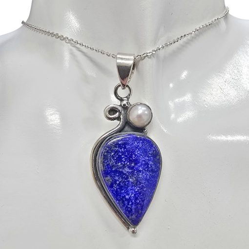 Lapis/Pearl Sterling Silver Pendant - Image 2