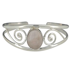 Rose Quartz Sterling Silver Cuff Bracelet
