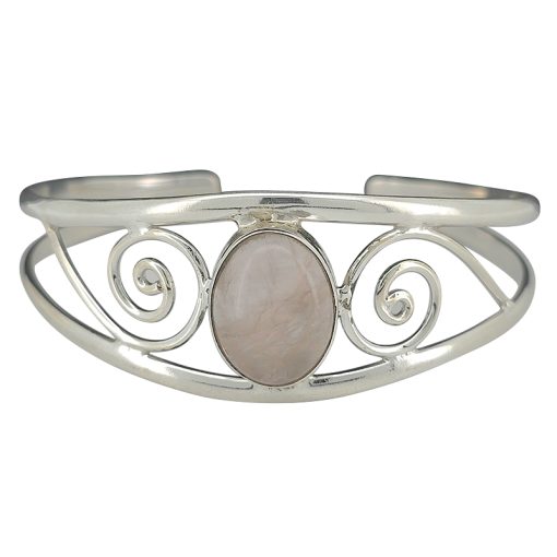 Rose Quartz Sterling Silver Cuff Bracelet