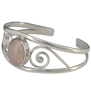 Alternative view of Rose Quartz Sterling Silver Cuff Bracelet