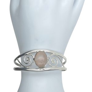 Rose Quartz Sterling Silver Cuff Bracelet