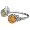 Multi-Color Amber Sterling Silver Spider And Web Cuff Bracelet