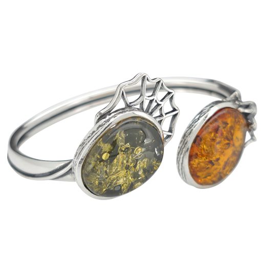 Amber Sterling Silver Spider And Web Cuff Bracelet - Image 3